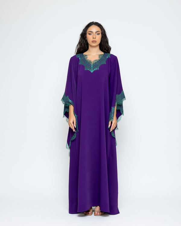 Lace green purple Kaftan